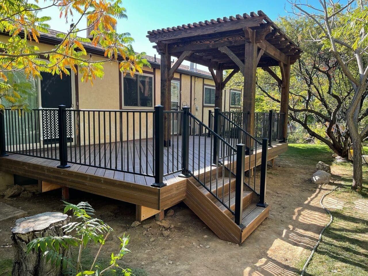 Image of Deck railing with Pergola