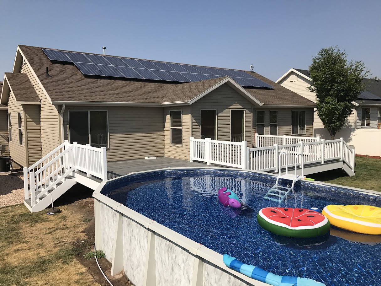 multi-level deck that connects the house with a pool - custom multi-level deck builder in Utah