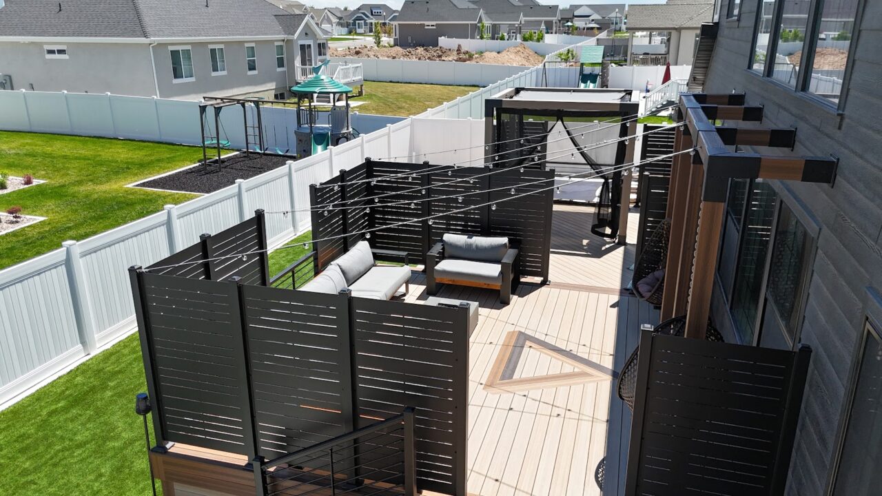 Custom multi-level composite deck - envision composite decking construction services Utah - multi-level deck designs